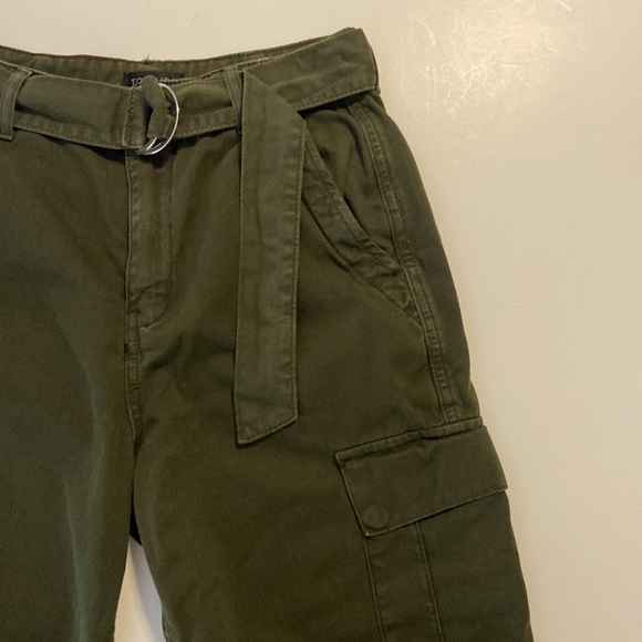 TOPSHOP Army Green High Waisted Cargo Pocket Straight Leg Pants Size US 4 - Picture 4 of 6